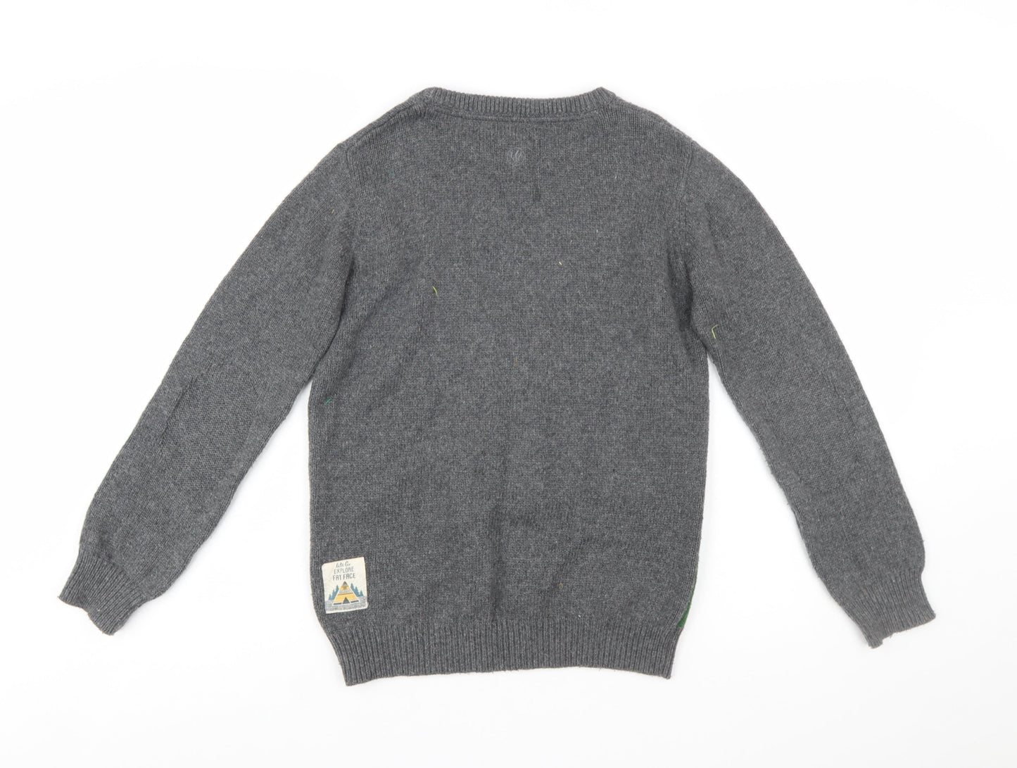 FatFace Boys Grey Dinosaur Jumper 12-13 Years Cotton Blend Crew Neck