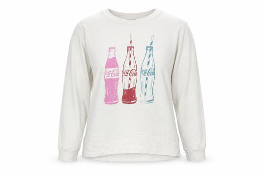 Tu Coca-Cola Women White Cotton Pullover Sweatshirt Size 20