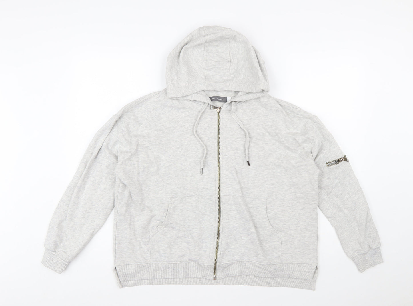 Mint Velvet Women Grey Full Zip Hoodie Lined Pockets L