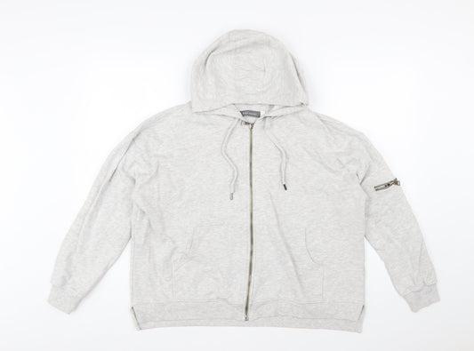 Mint Velvet Women Grey Full Zip Hoodie Lined Pockets L