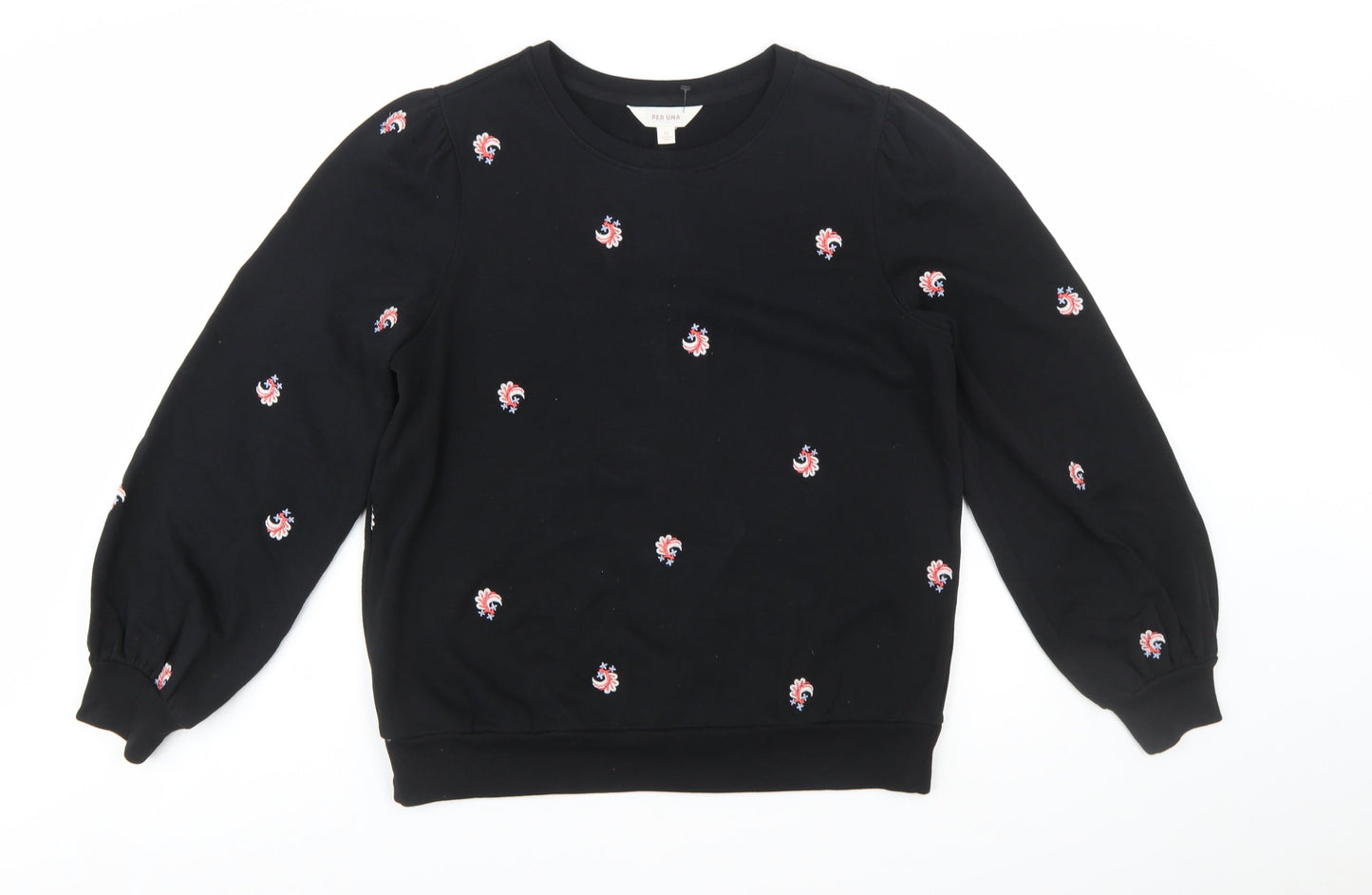 Marks and Spencer Per Una Womens Black Embroidered Cotton Sweatshirt Size 12