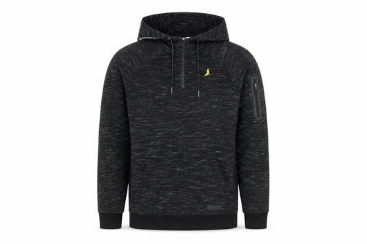 Brave Soul Men's Black Pullover Hoodie L Regular Fit 1/4 Zip