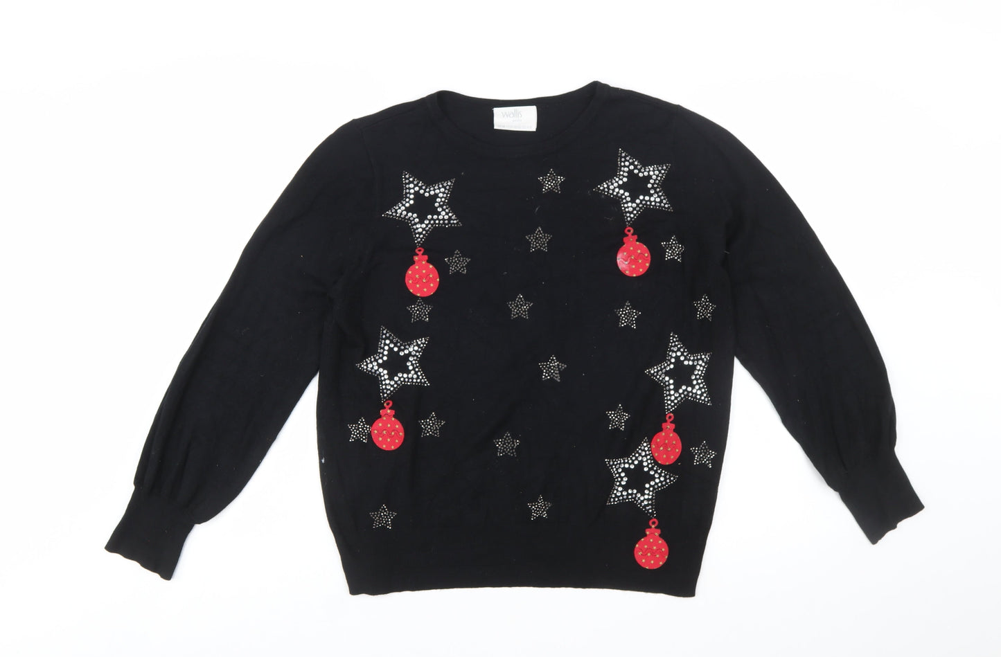 Wallis Women’s Petite Black Rhinestone Christmas Jumper M