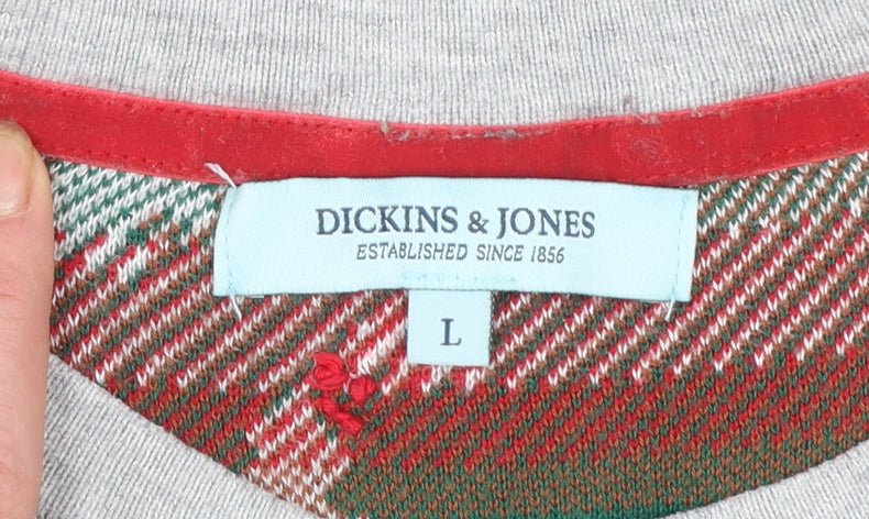 Dickins & Jones Womens Grey Cotton Christmas Jumper L