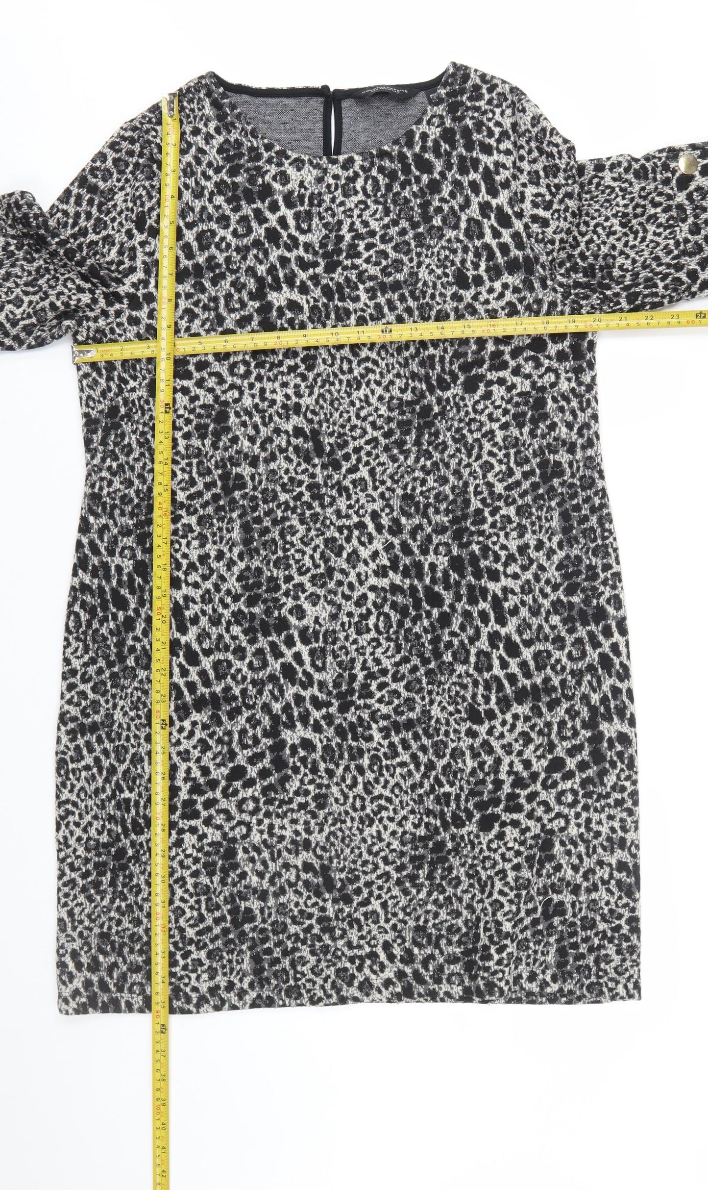 Dorothy Perkins Women’s Black Leopard Print Shift Dress Size 16