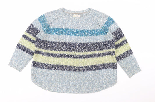 Mantaray Women’s Blue Striped Chunky Knit Pullover Jumper Size 20