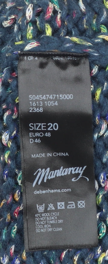 Mantaray Women’s Blue Chunky Knit Crew Neck Pullover Jumper Size 20