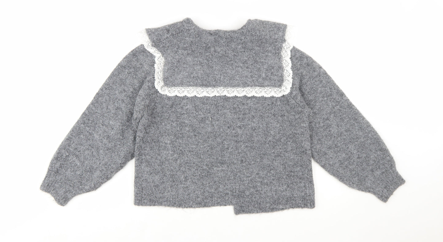 BDG Urban Outfitters Womens Grey Lace Collar Knit Cardigan XS