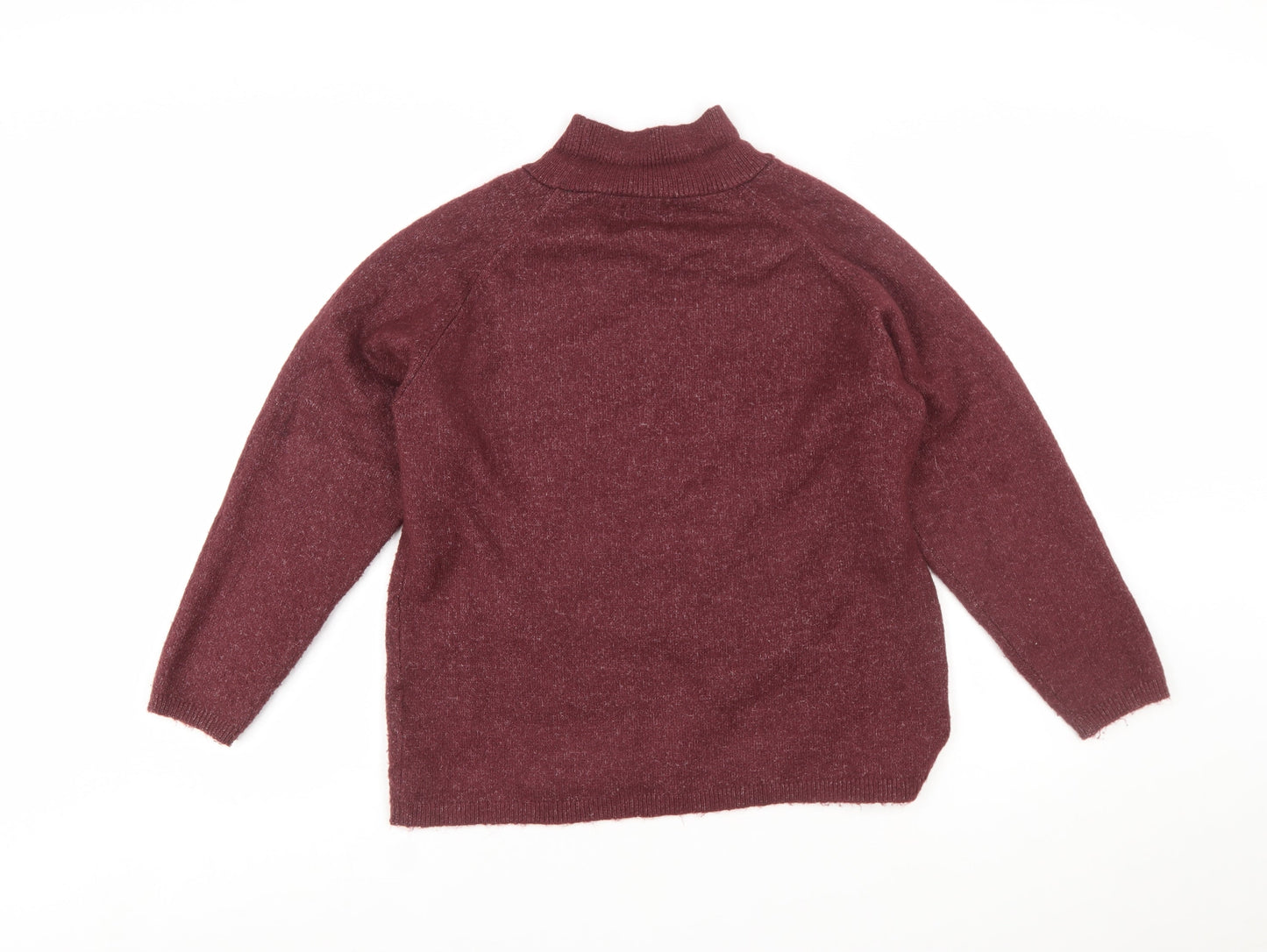 Cotton Traders Women's Red Beaded Mock Neck Jumper Size 16