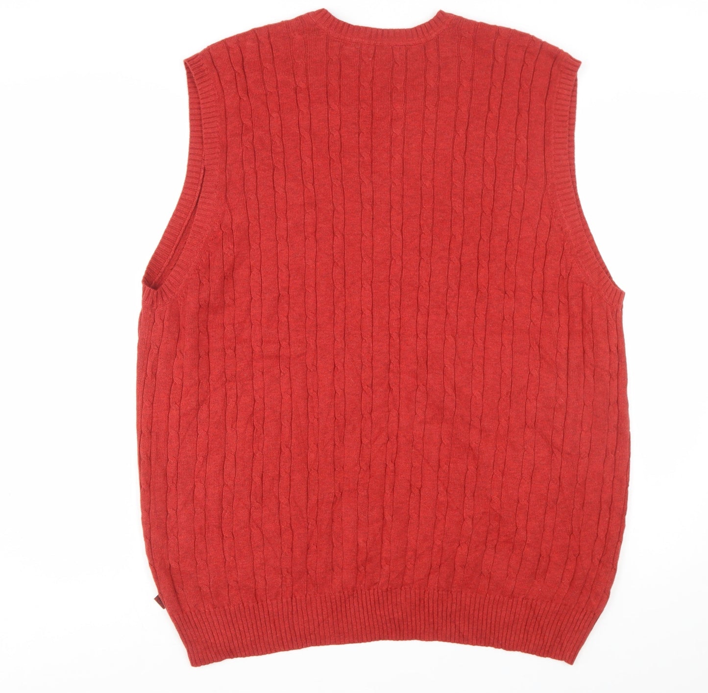 IZOD Men’s Red Cotton Cable Knit Sleeveless V-Neck Jumper Vest XL