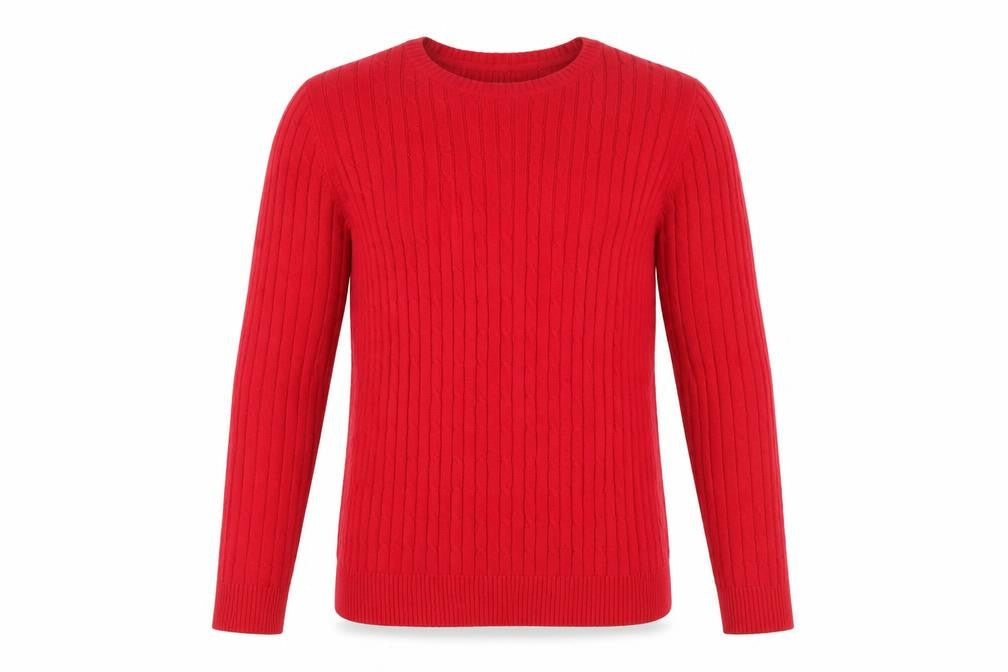 Croft & Barrow Men’s Red Cotton Cable Knit Crew Neck Jumper Size S