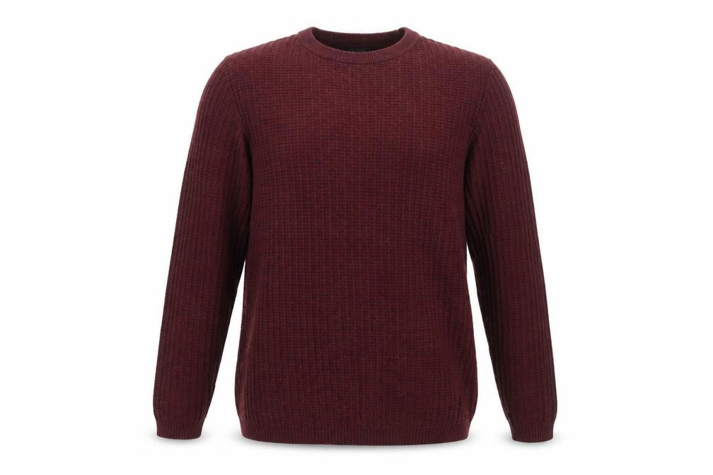 River Island Men's Red Waffle Knit Crew Neck Jumper Size S