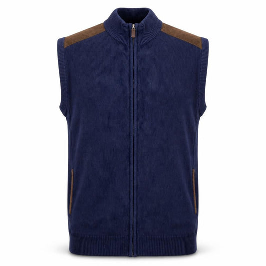 Chaps Men's Blue Cotton Full Zip Sleeveless Knit Vest XL