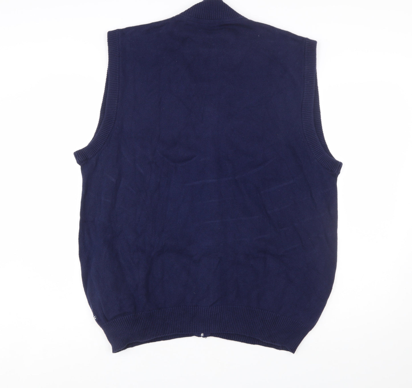 Chaps Men's Blue Cotton Full Zip Sleeveless Knit Vest XL
