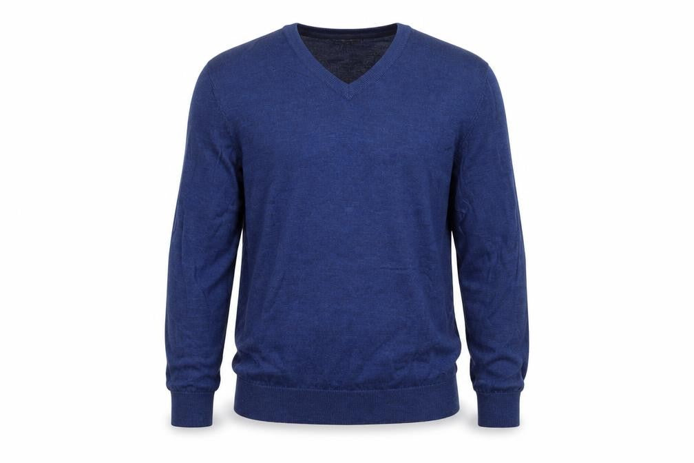 Club Room Men's Blue Wool Blend V-Neck Pullover Jumper L