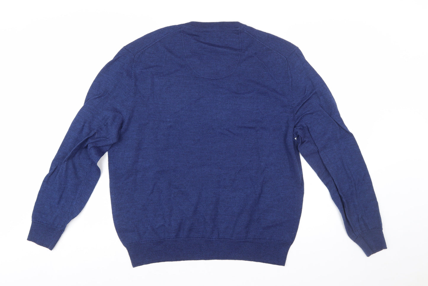 Club Room Men's Blue Wool Blend V-Neck Pullover Jumper L