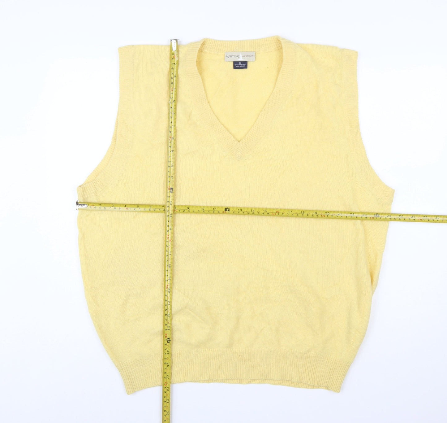 Westport Wardrobe Men's Yellow Lambswool V-Neck Vest 2XL