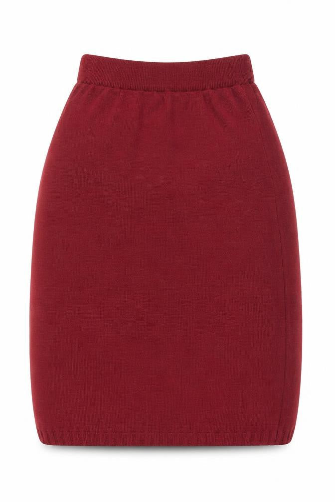 Berek Women Red Knit Cotton Pencil Skirt Size S Elastic Waist