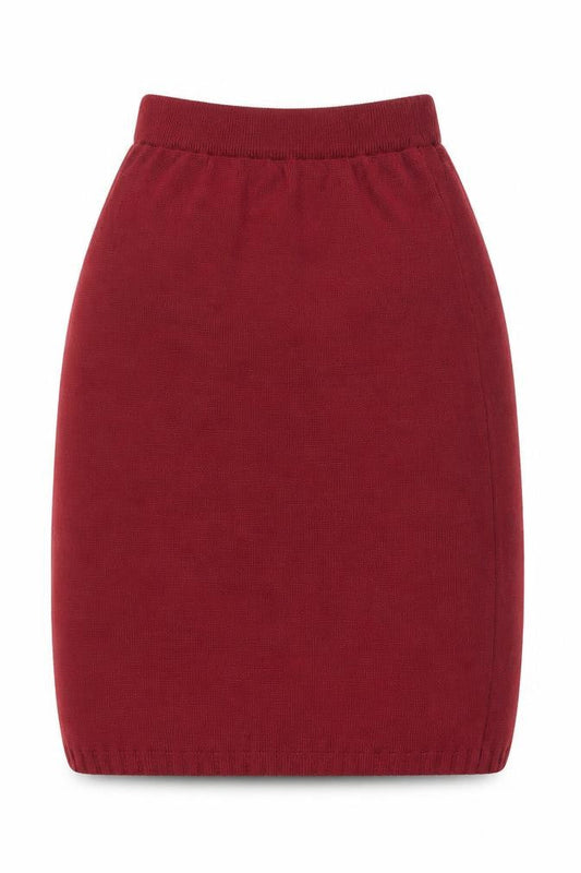 Berek Women Red Knit Cotton Pencil Skirt Size S Elastic Waist