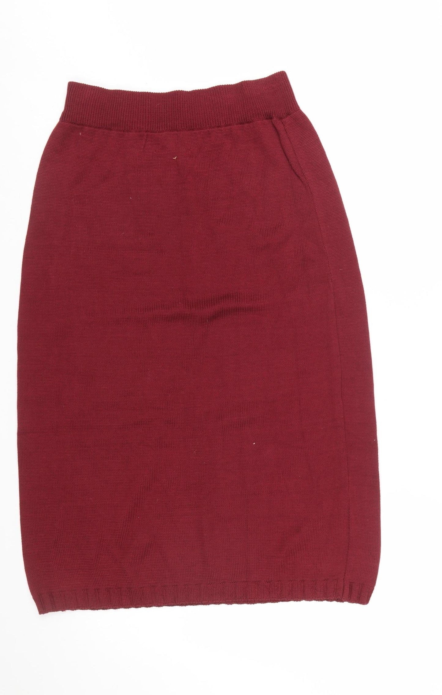 Berek Women Red Knit Cotton Pencil Skirt Size S Elastic Waist