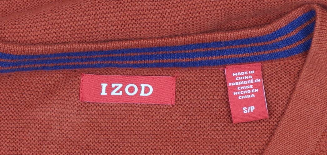 IZOD Men's Orange V-Neck Cotton Pullover Jumper Size S