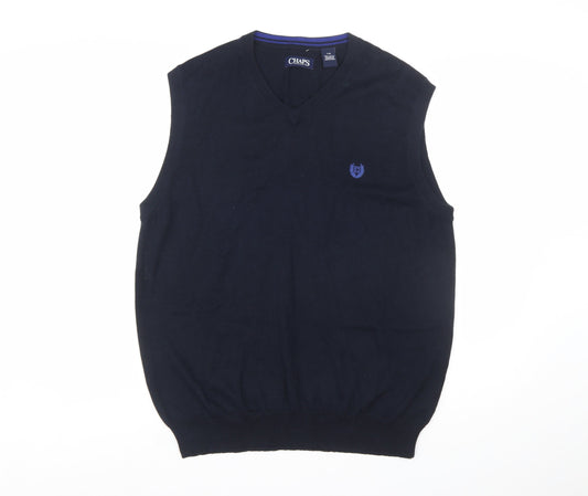 Chaps Men's Blue Cotton Sleeveless V-Neck Knit Vest L
