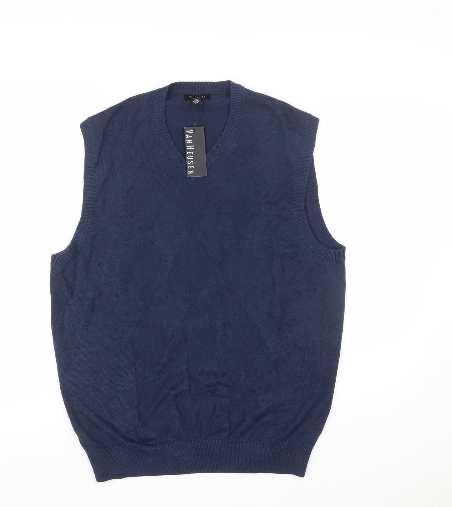Van Heusen Men's Blue V-Neck Sleeveless Knit Vest Jumper M