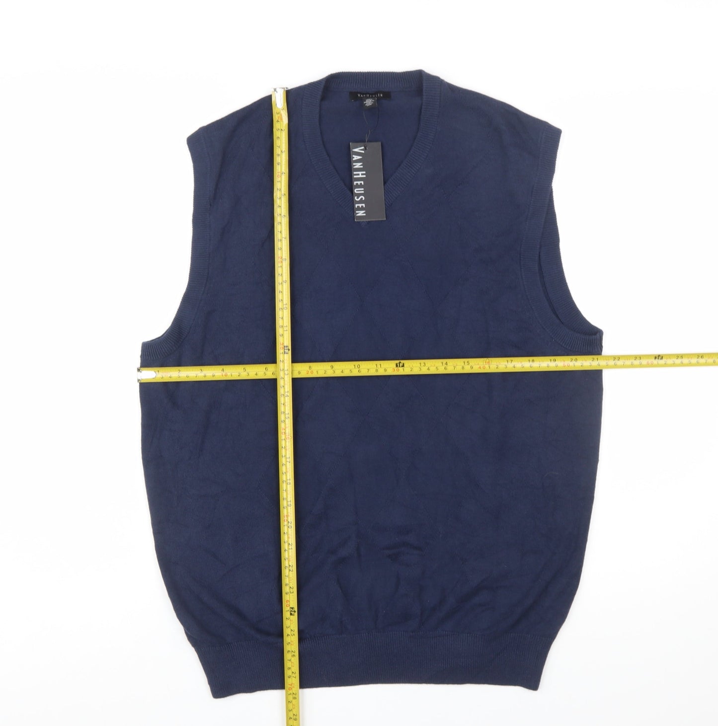 Van Heusen Men's Blue V-Neck Sleeveless Knit Vest Jumper M