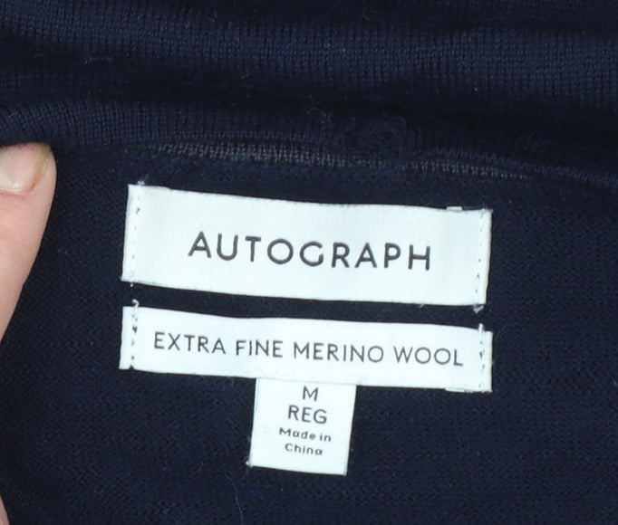 Marks and Spencer Autograph Men's Blue Merino Wool Pullover Jumper M