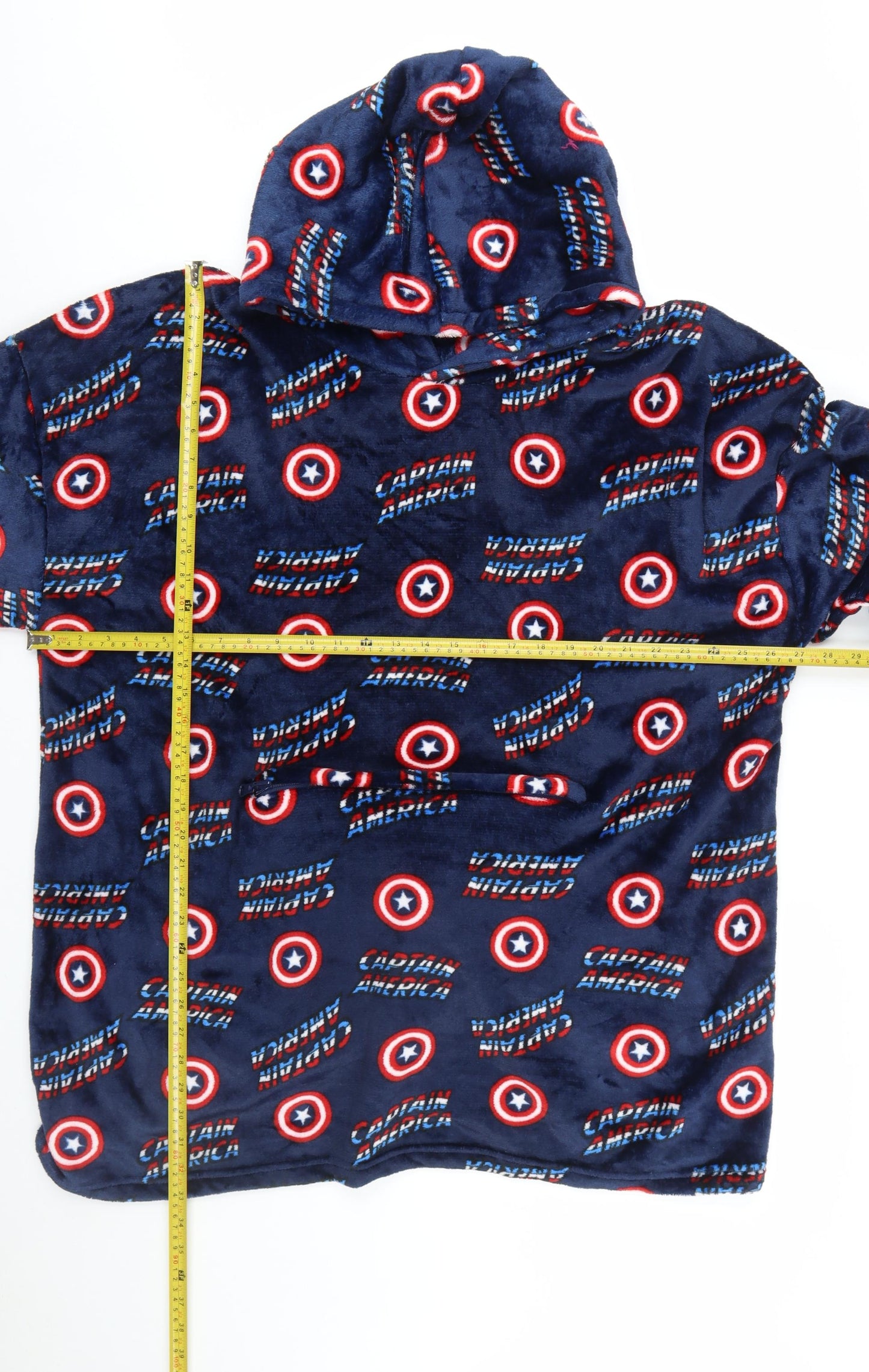 Marvel Captain America Men's Blue Fleece Hooded Robe One Size