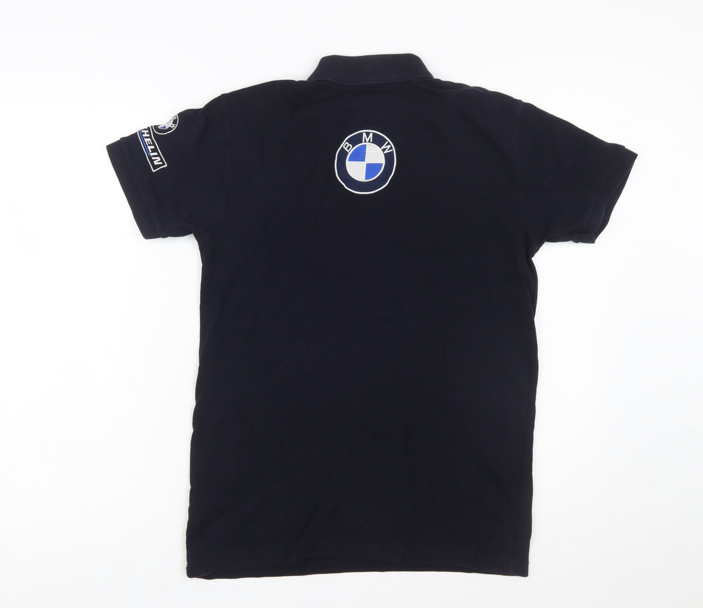 BMW Men's Blue Cotton Polo Shirt M Short Sleeve Racing Logo