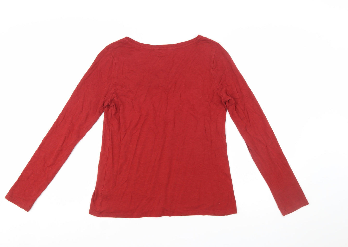 Seasalt Cornwall Women’s Red Bamboo Jersey Long Sleeve Top Size 10