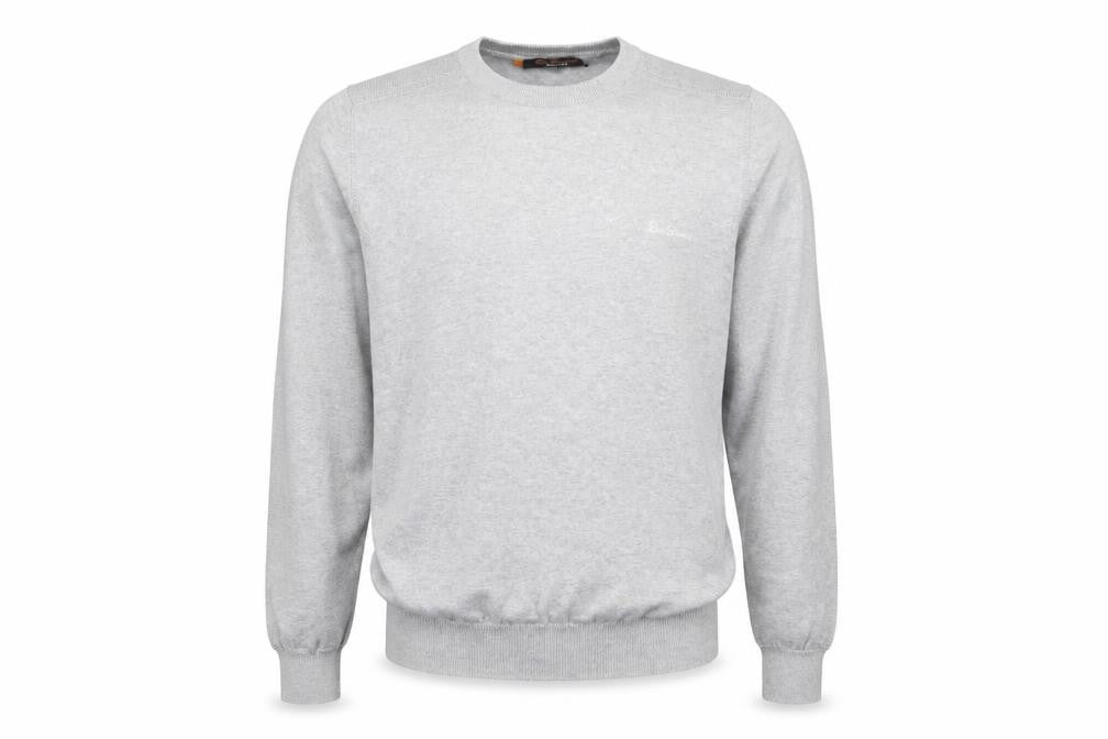 Ben Sherman Men's Grey Cotton Crew Neck Jumper Size S