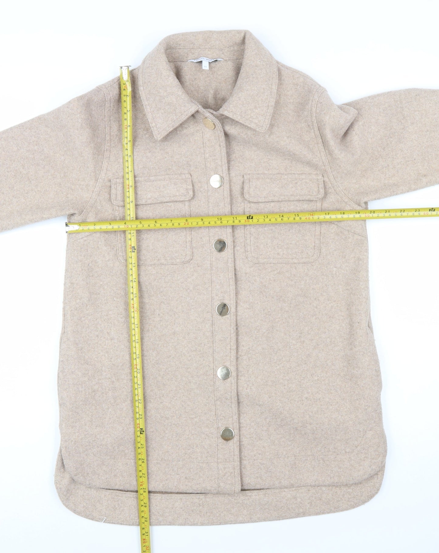 Next Petite Women’s Beige Button Up Mid-Length Jacket Size 14