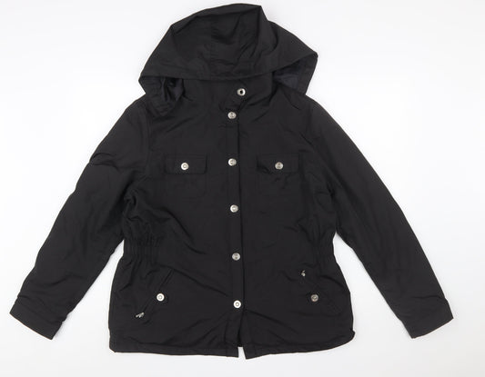 Dunnes Stores Women's Black Hooded Parka Jacket Size 14