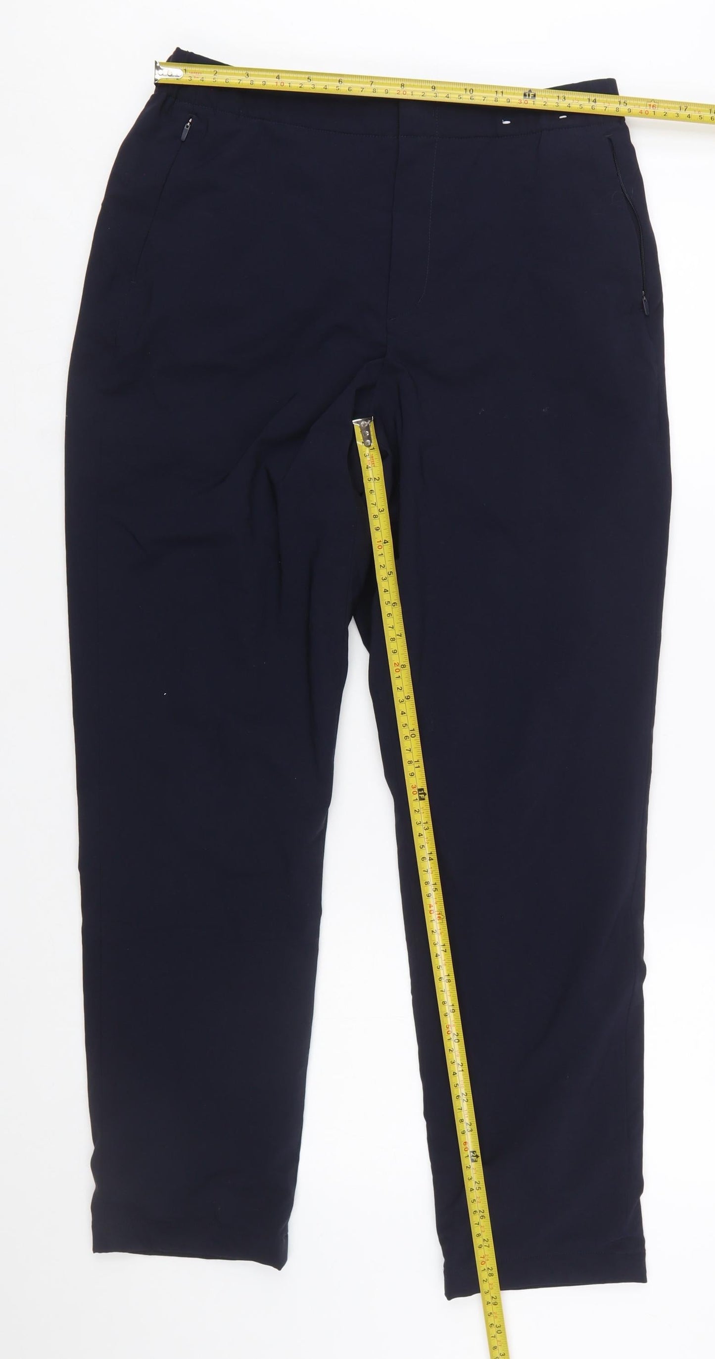 Uniqlo Women Blue Heattech Regular Trousers M Elastic Waist