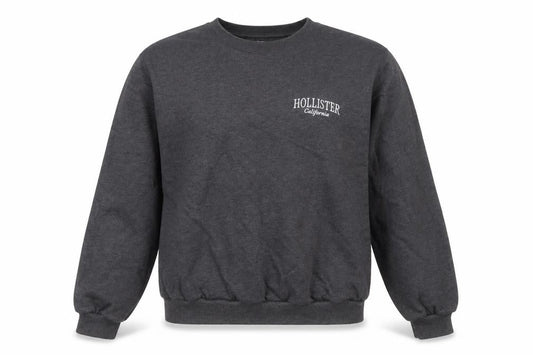Hollister Men's Grey Logo Pullover Sweatshirt Size M Crew Neck