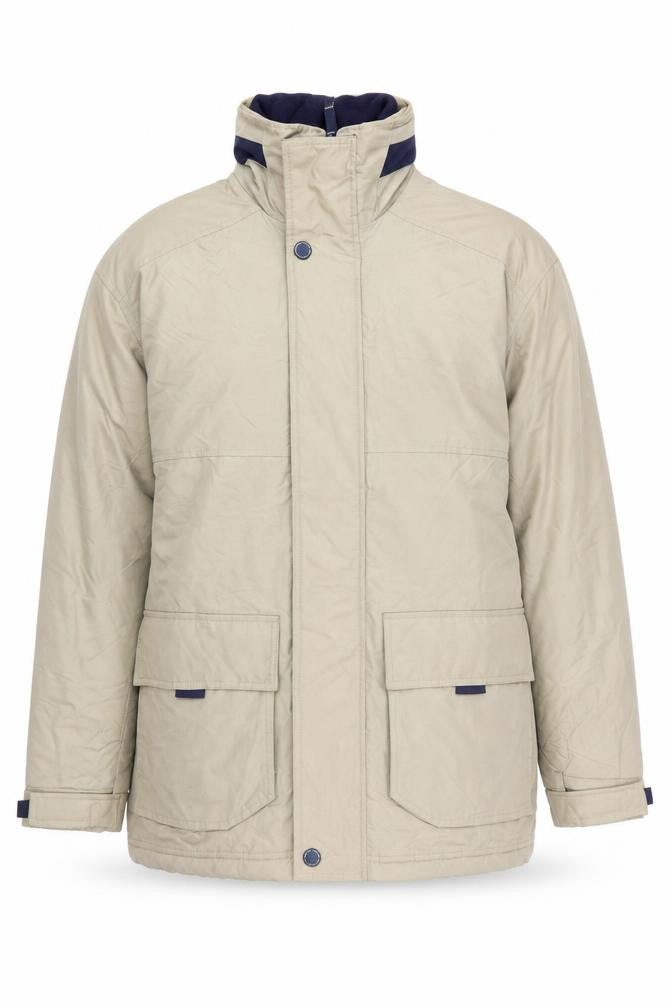 B Stone Casual Men's Beige L Parka Jacket Polyamide Lined Outdoor