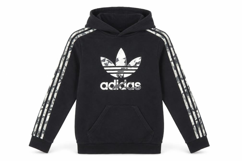 Adidas Boys Black Hoodie 12-13 Years Pullover Graphic Logo Hooded Sweatshirt