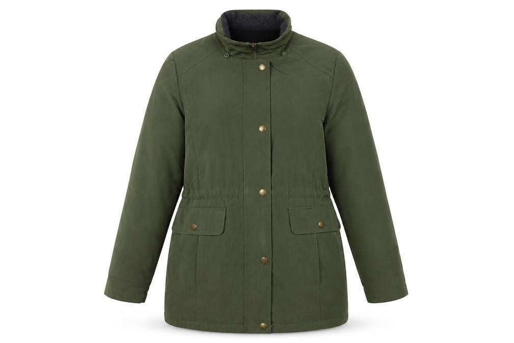 Nautica Women Green Parka Jacket S Mid-Length Water Resistant Polyester