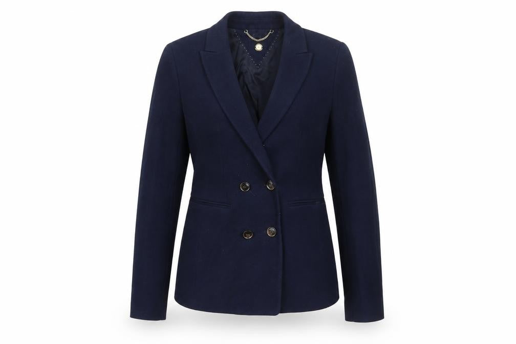 Massimo Dutti Women's Blue Double-Breasted Blazer UK 8 Viscose Blend