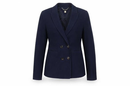 Massimo Dutti Women's Blue Double-Breasted Blazer UK 8 Viscose Blend