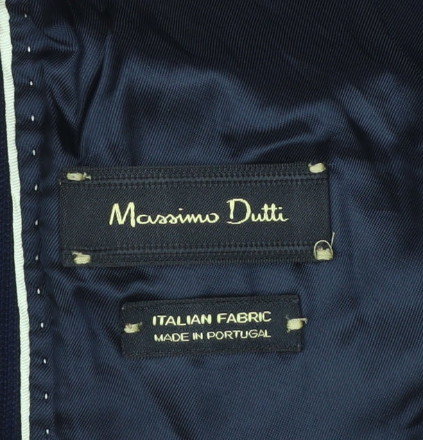 Massimo Dutti Women's Blue Double-Breasted Blazer UK 8 Viscose Blend