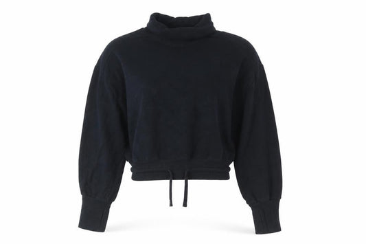 Sweaty Betty Womens Black Drawstring Funnel Neck Cotton Blend Sweatshirt Size S