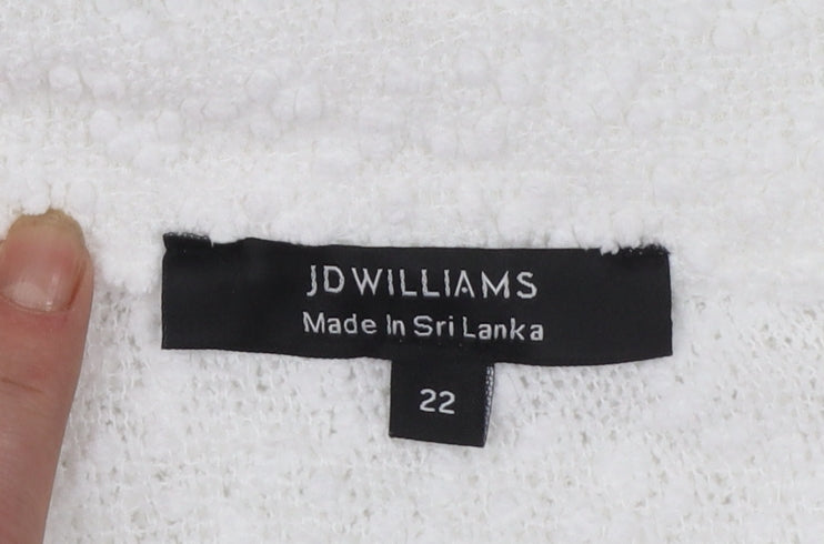 JD Williams Women’s White Collar Fleece Pullover Jumper Size 22