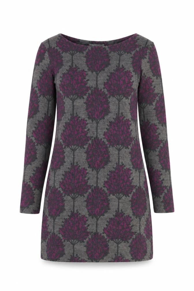 Lily & Me Women’s Grey Tree Print Shift Dress Size 8 Long Sleeve