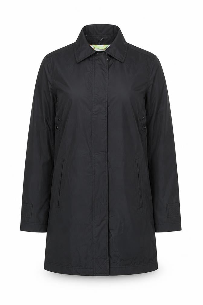 White Stag Women’s Black Long Rain Coat L Full Zip Water Resistant