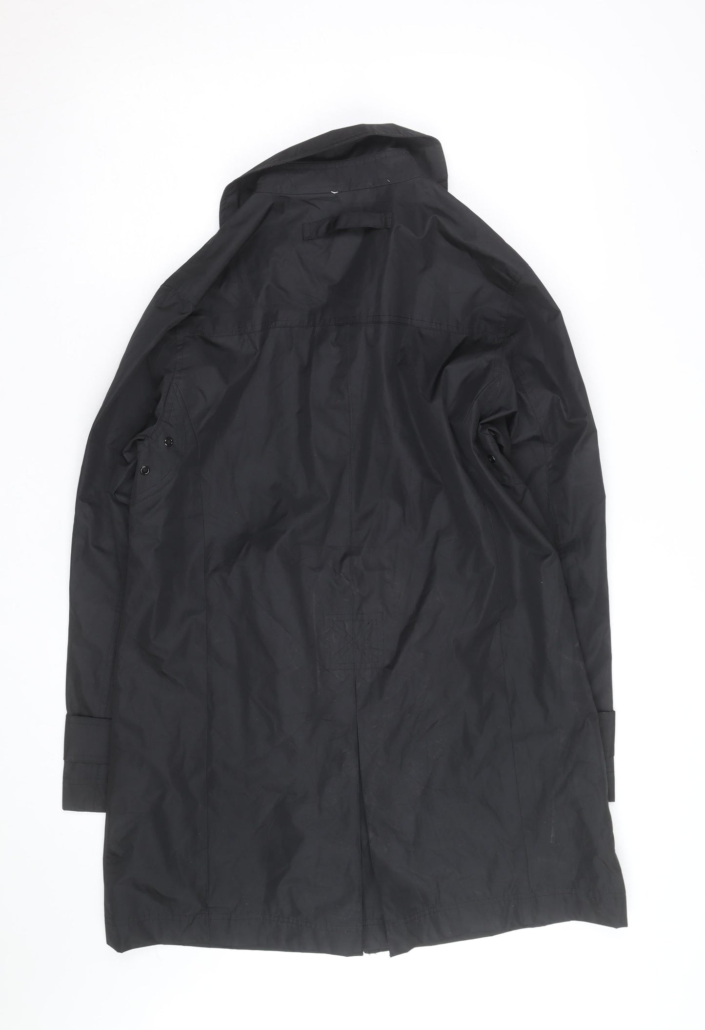 White Stag Women’s Black Long Rain Coat L Full Zip Water Resistant