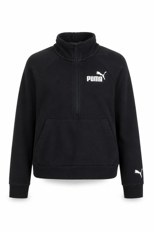 Puma Girls Black Fleece 1/4 Zip Pullover Sweatshirt L Regular Fit