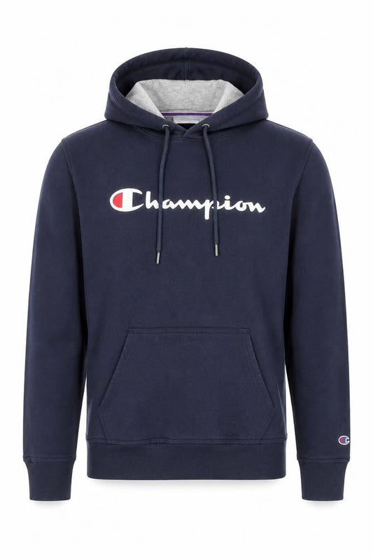 Champion Men’s Blue Pullover Hoodie Medium Logo Fleece Sweatshirt